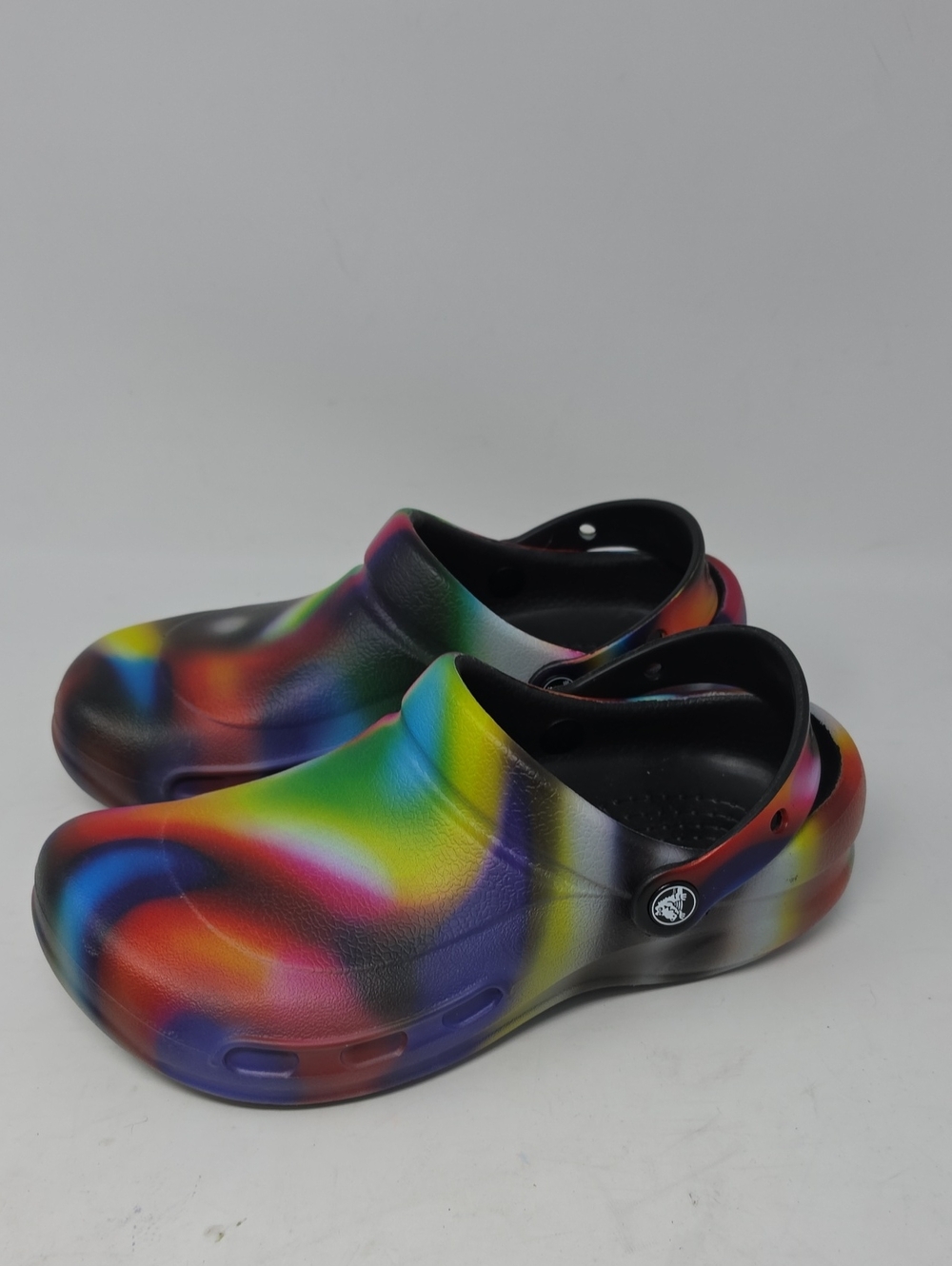 Crocs Bistro Graphic Clog Slip Resistant Neon Black Work Unisex Men 6 Women 8